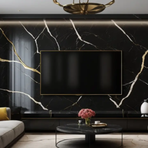 Black Marble TV Wall Design