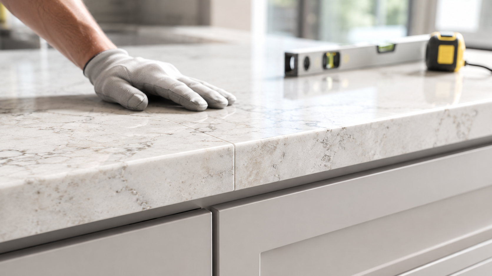 What Happens During a Professional Countertop Installation? A Step-by-Step Guide 1 Close up of professional stone edge craftsmanship in a Countertop Installation Guide