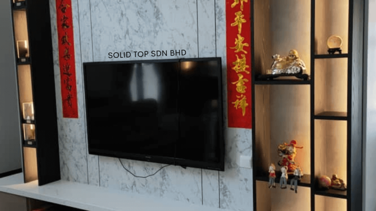 Living Room Marble Wall - TV Console