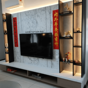 Living Room Marble Wall - TV Console