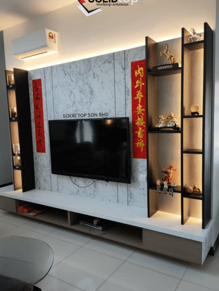 Living Room Marble Wall - TV Console
