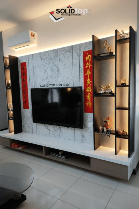 Living Room Marble Wall - TV Console