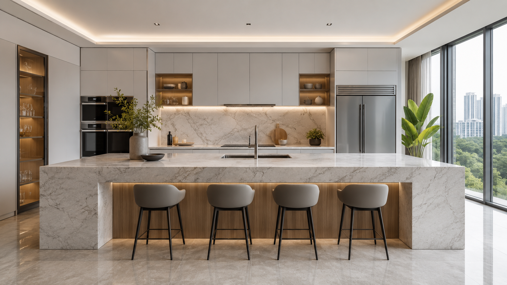 Kitchen Countertop Trends Malaysia: Top 7 Kitchen Countertop Trends in Malaysia for 2025 4 Kitchen Countertop Trends Malaysia completed kitchen renovation with elegant quartz countertop and warm modern cabinetry 1
