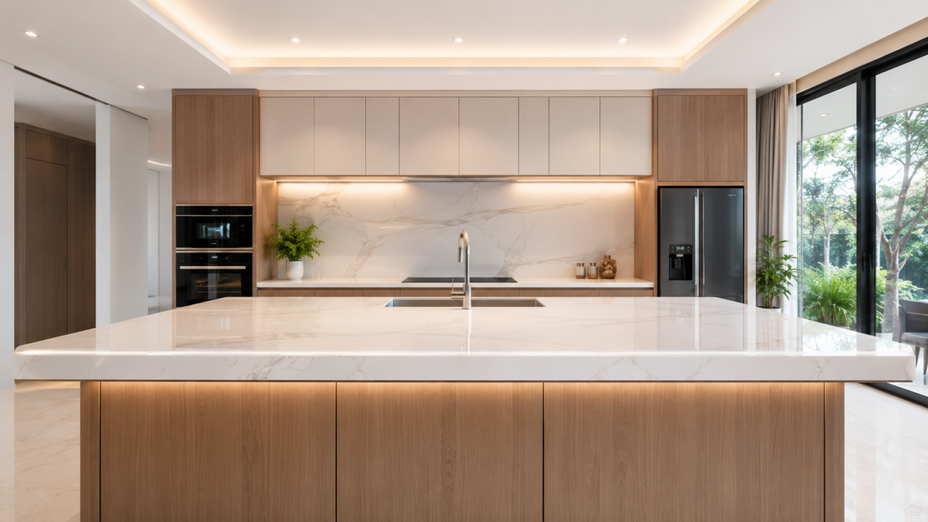 Countertop Edge Profile options for a modern Malaysian kitchen