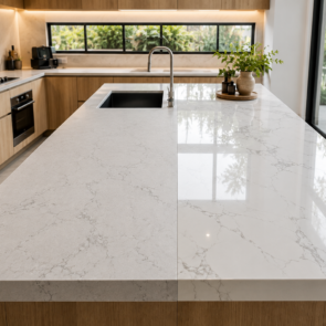 Matte quartz countertop in a modern Malaysian kitchen
