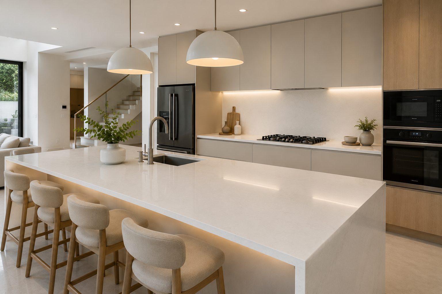 How to Match Your Kitchen Countertop with Cabinet Colours 3 Modern Malaysian Kitchen with Neutral Cabinet Colours