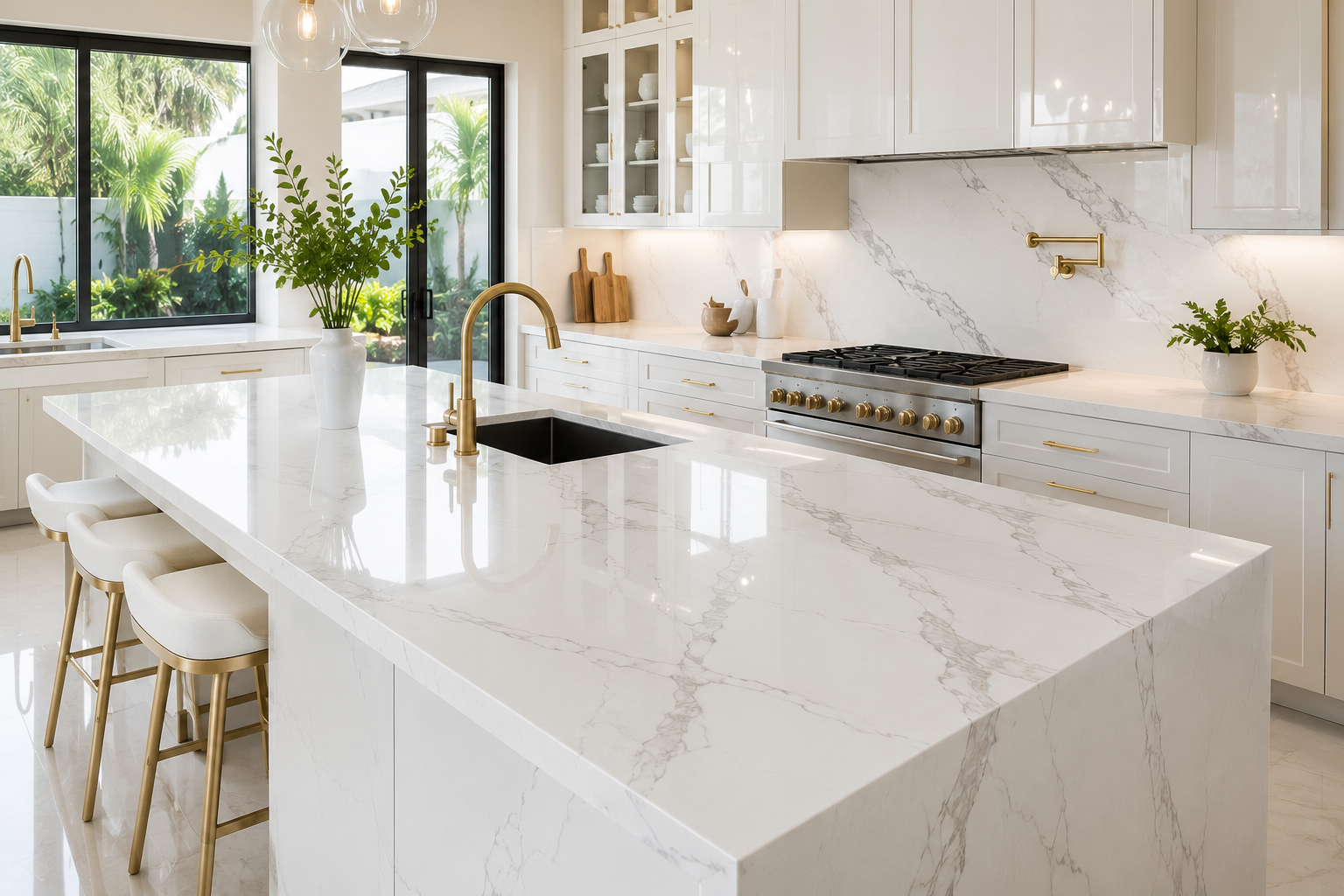 Matte vs Polished Quartz Countertops: Which Finish Is Best for Your Home? 1 Polished Quartz Countertop