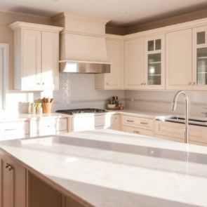 What is the best quartz for cream cabinets